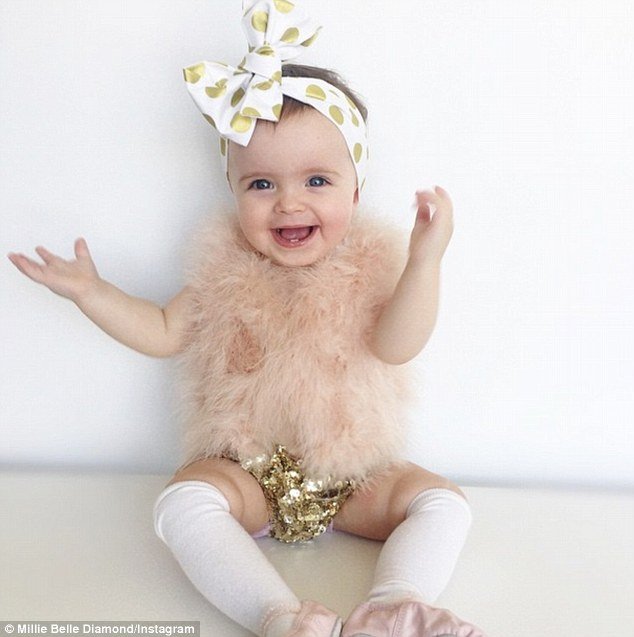 Smiler: Millie-Belle Diamond, who is 14 months old, has a staggering 115,000 Instagram followers