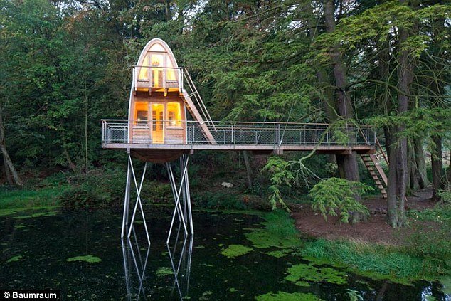 Slick: This treehouse, created by German design firm Bamraum, is near the town of Uslar in Lower Saxony